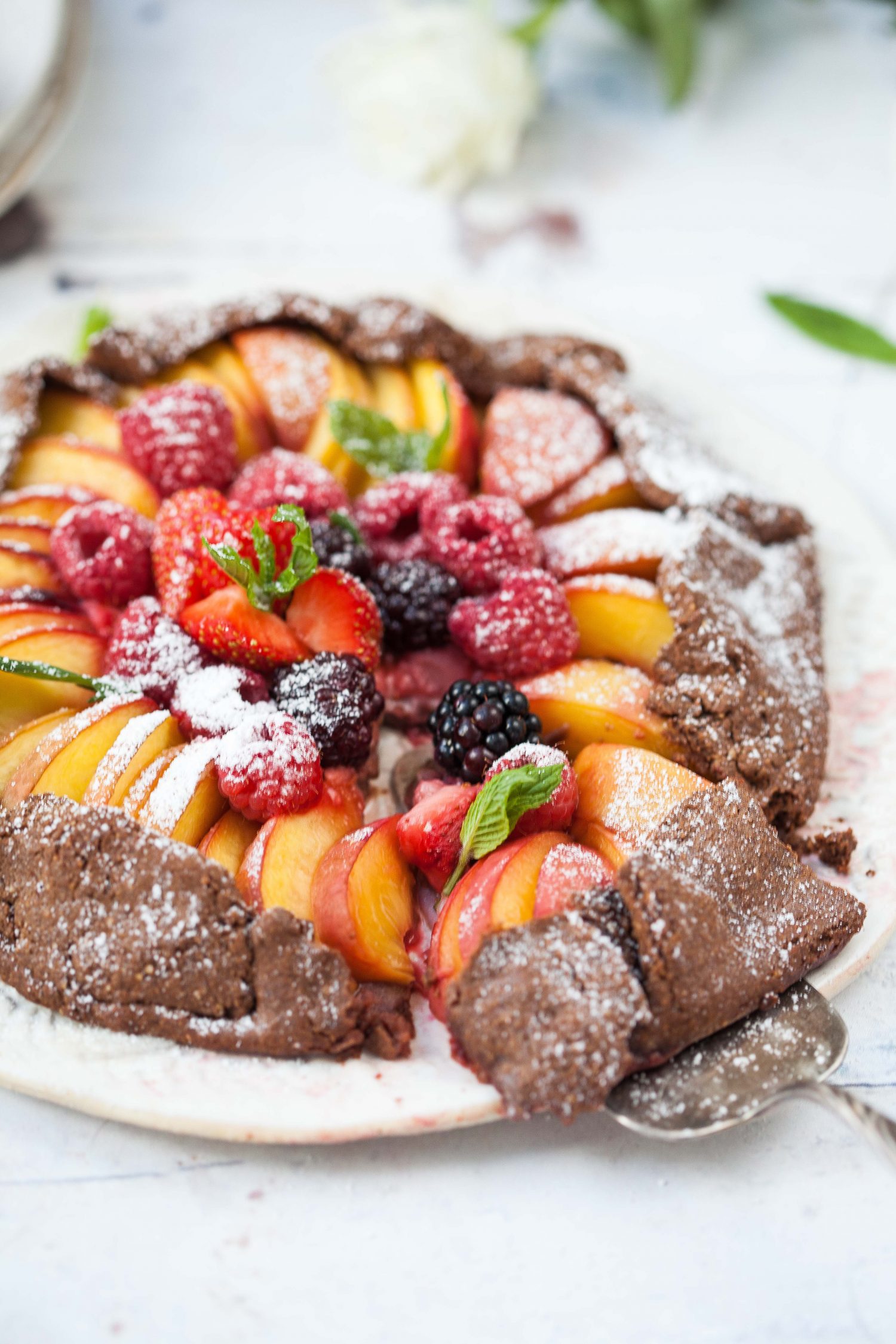 Peach, Berry and Cocoa Galette