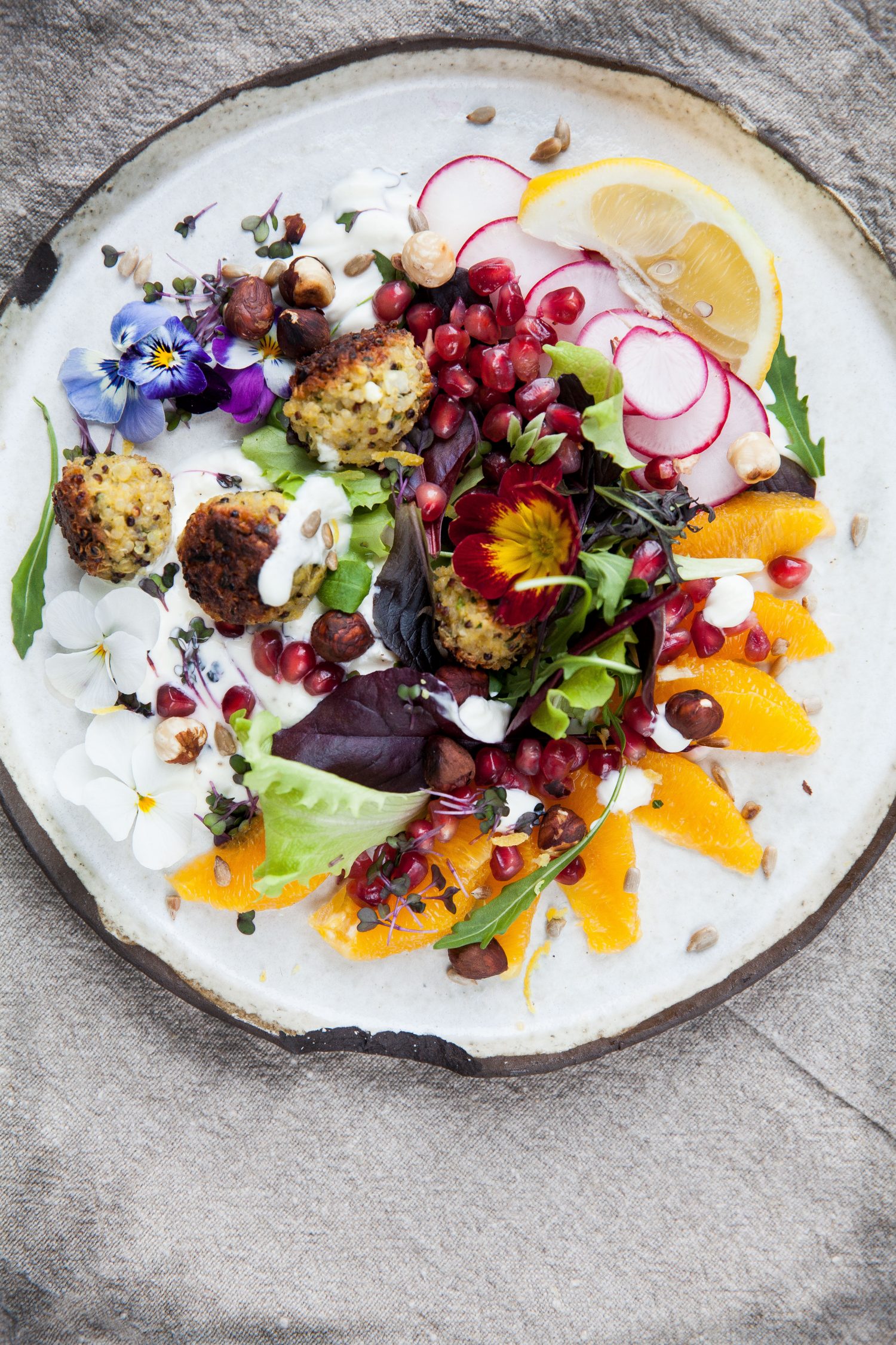 Quinoa Balls on a Colourful Bed of Leaves