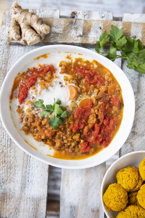 Bild für Linsen-Dal mit Curry Falafel